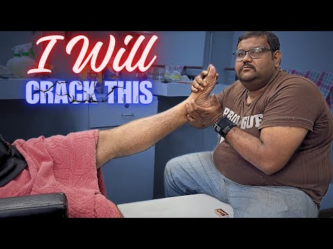 Shamboo barber fire leg massage with ankle cracking - ASMR Indian barber leg massage