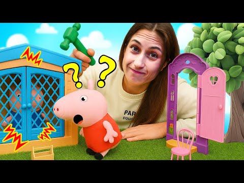 Peppa Pig Oyuncakları! George kendini kümese saklıyor! Oyun videoları