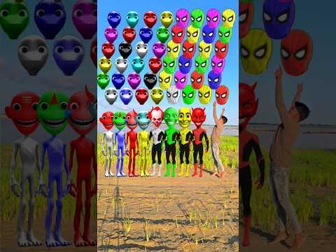 Dancing Red Spider Man, Dancing Blue Dame tu Cosito Aliens &Me Correct head Matching Vfx #shorts