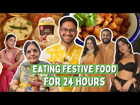 *DIWALI SPECIAL* EATING FESTIVE FAVOURITES FOR 24 HOURS | DIWALI PARTY VLOG