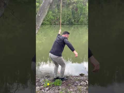 Man Tries Rope Swing After Losing a Bet and Ends Up Stuck Over the Water