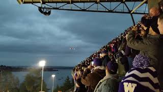 2018 UW Husky Game C-17 Military plane flyover after National Anthem