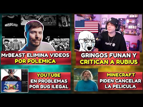 MrBEAST BORRA VIDEOS POR POLEMICA | RUBIUS FUNADO POR GRINGOS | Y0UTUBE EN PROBLEMAS POR BUG lLEGAL