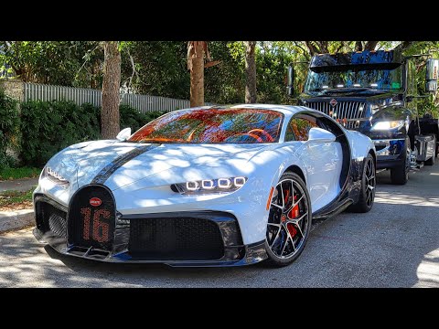 Supercars - Hypercars Leaving Cars and Coffee - Pagani Huayra, Bugatti Chiron, Ferrari Daytona SP3