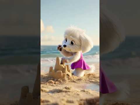 🏰😭Angry cat destroys sand castle built by poor dog🐶 #cute #story