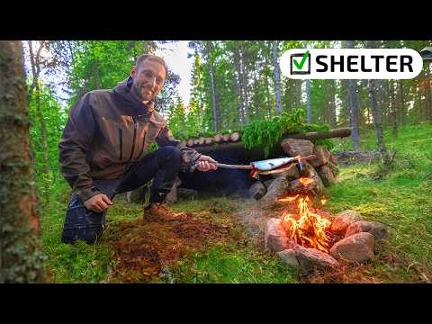 Ik bouw een Primitieve Shelter om Solo in te Overnachten.