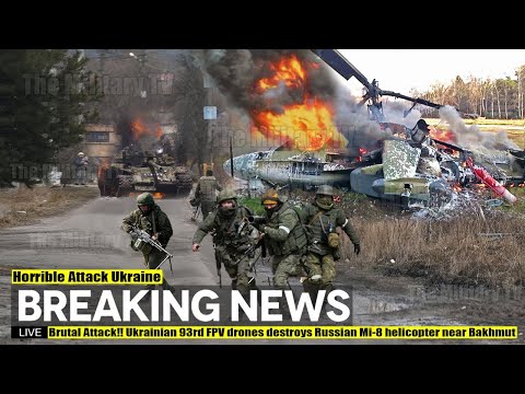 Brutal Attack!! Ukrainian 93rd FPV drones destroys Russian Mi-8 helicopter near Bakhmut