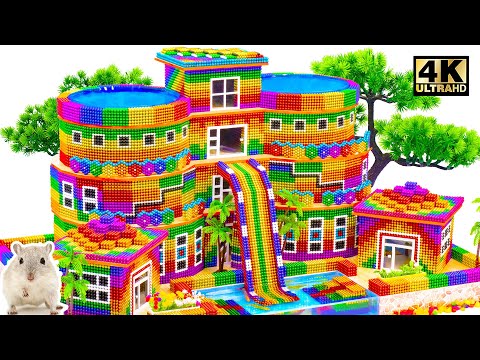 Make Water Slide From Rooftop To Swimming Pool In the Center Of Luxury Mansion From Magnetic Balls