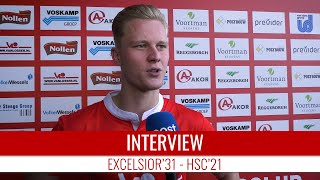 Screenshot van video Stan ter Haar: "Lekker dat mijn eerste bal in de bovenhoek vloog" | Excelsior'31 - HSC'21