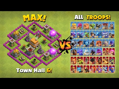 Epic Town Hall 6 Max Formation vs. Only 1 MAX Every Troops | Clash of Clans