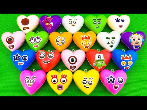 Rainbow slime - looking for numberblocks in mini heart with mixed slime colorful