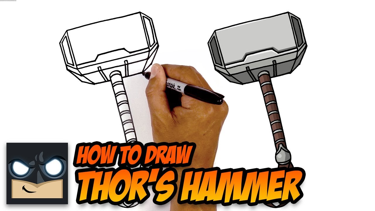 HOW TO DRAW THOR-S HAMMER - MJOLNIR - STEP BY STEP