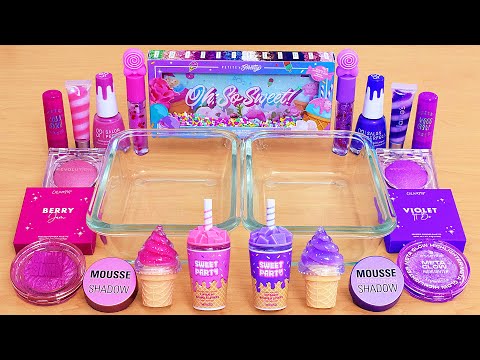 Pink vs Purple - Mixing Makeup Eyeshadow Into Slime ASMR