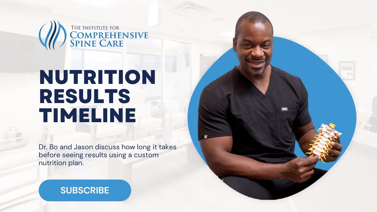Nutrition results timeline discussion at spine care clinic.