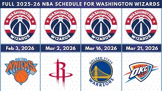 Washington Wizards | Full 2025 26 NBA Schedule