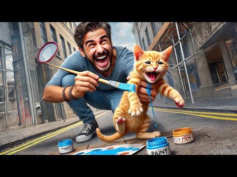 Watch out for the crazy guy with the blue paint Cat story