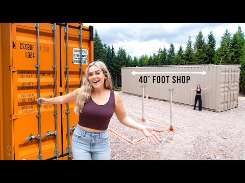 Building A SHIPPING CONTAINER WORKSHOP at Off-Grid Cabin! (Screw Pile Foundation)