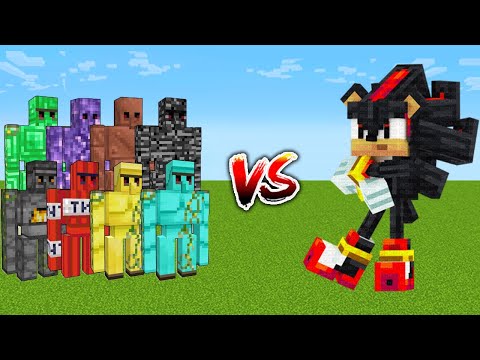 Which Golem is Immortal vs Shadow Sonic - Minecraft Mob Battle