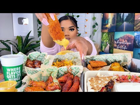 WINGSTOP MUKBANG | HOT HONEY RUB + CHIPOTLE SMOKED BRISKET QUESADILLAS |