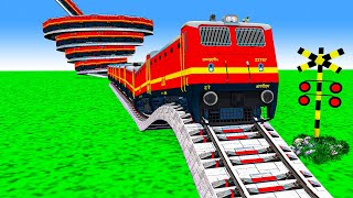 【踏切アニメ】あぶない電車【カンカン】 電車 Train Climbing Pynamid Pacman 🚦 Fumikiri 3D Train Railroad Crossing Animatio