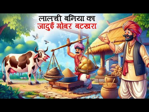 लालची बनिया का जादूई गोबर बटखरा | Lalchi baniya ka jadui gobar batkhara | Hindi Kahani