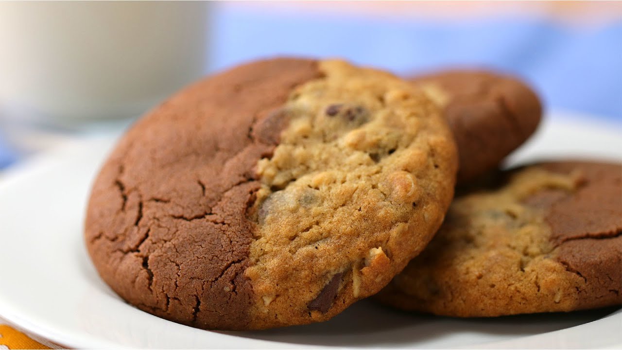 Double-Sided Cookie With Oatmeal Chocolate Chip And Chocolate Peanut Butter