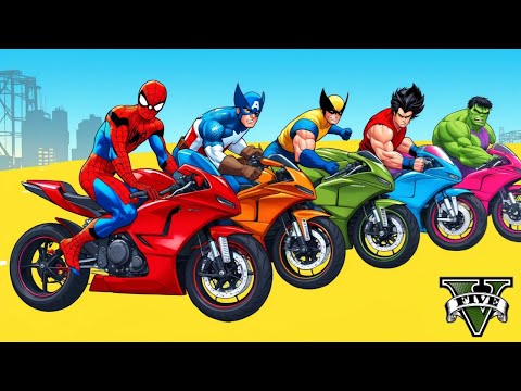 الأبطال الخارقين على القضبان دوامة قمع جسر - SPIDER-MAN!on Motorcycle in Spiral Bridge Stunt Ride