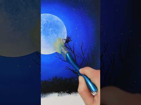 Beautiful moonlight scenery 🌝 #shortspainting #shortsart