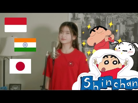 Shinchan Theme Song ( JAP, INDO, HINDI ) | Shania Yan Cover
