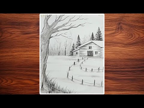 Hill station scenery | How to draw pencil sketch scenery