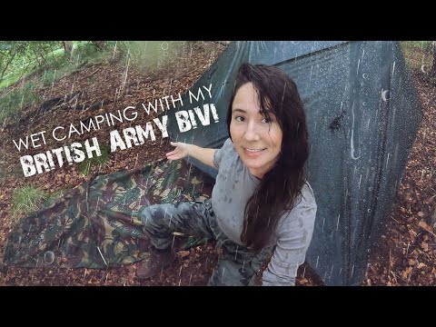 Wet Camping with my British Army Bivi 🌧️ Heavy Rain, Thunder & Badger