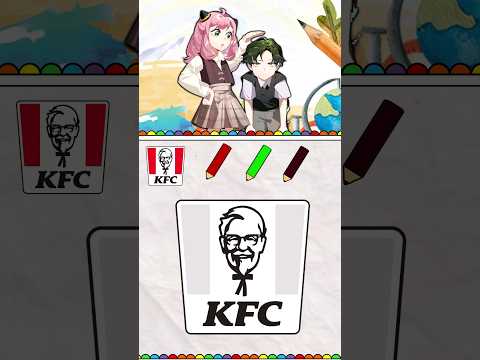 Painting color KFC logo puzzle game - Spy x Family (anya x damian) #shorts #anya #kfc