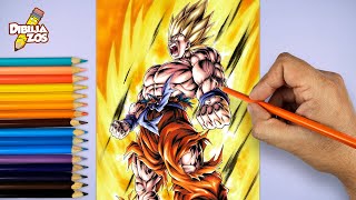 MUCHAS HORAS DE TRABAJO 🥵 | COMO DIBUJAR A GOKU SSJ CON COLORES DE MADERA [TUTORIAL FÁCIL]