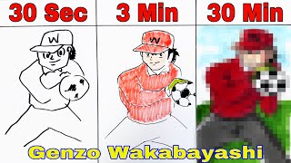 Drawing Genzo Wakabayashi [CAPTAIN TSUBASA] In 30 Sec. 3 Min and 30 Min. | Cunsart - Benji Price