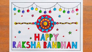 Rakhi Drawing / How to Draw Rakhi Easy Steps / Happy Rakhi Drawing / Raksha Bandhan Drawing 