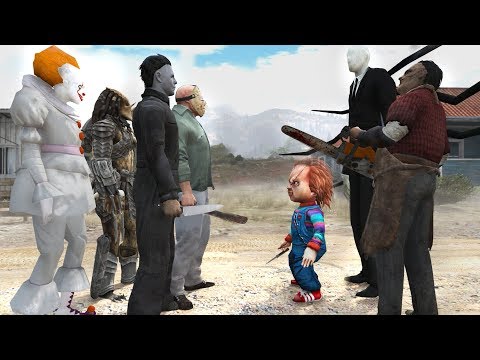 Jason Voorhees vs Pennywise vs Slender Man vs  Predator vs Chucky vs Michael Myers vs Leatherface