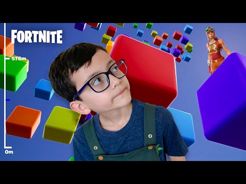 Fortnite MAS quem chegar em 1000 Metros no Parkour de Blocos coloridos VENCE!