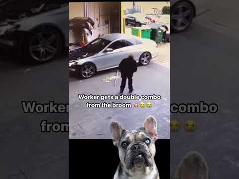 ⚠️Stunad of the Day: Man Gets Double Combo from a Broom! 🧹🤣 #viral #reaction