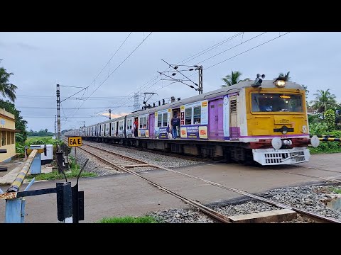 Semi non stop high speedy Katwa-Howrah Galloping Local passing LC Gate near Balagarh Railway Station