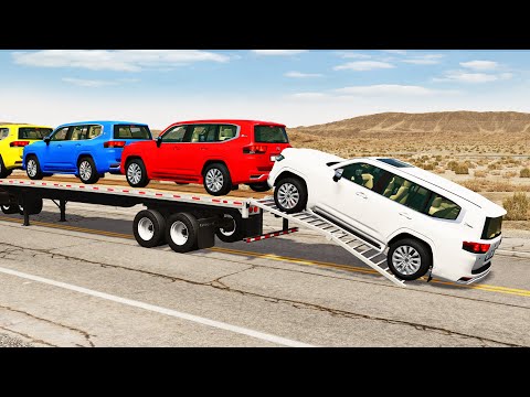 Flatbed Truck Mcqueen  | Transportation with Truck - Pothole vs Car #192  - BeamNG.Drive