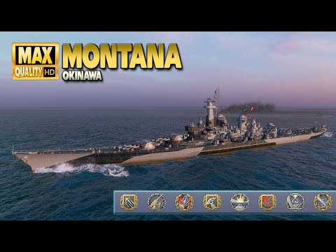 Battleship Montana hits hard on map Okinawa   World of Warships