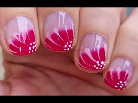 Pink Flower Nail Art - Summer Nail Idea | Pretty French Manicure On Short Nails