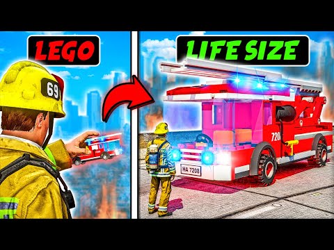 Turning Toy LEGO Fire Truck in GTA 5 into REAL LIFE SIZE Fire Truck!