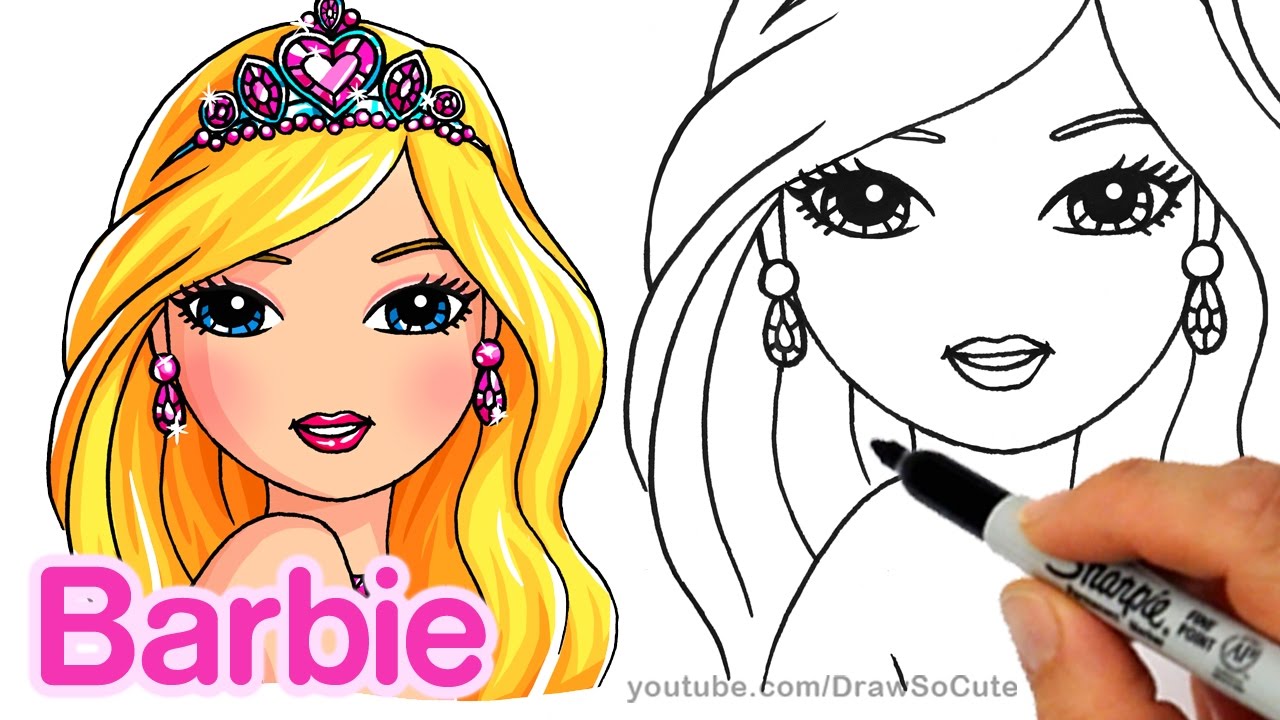 How to Draw Barbie - Portrait Pretty Girl Face