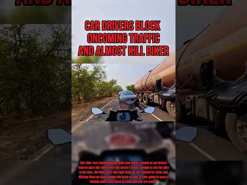 Car Drivers Block Oncoming Traffic And Almost Kill Biker@the.andhra.guy on IG #biker#crash#karen