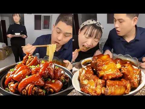 Prank on my husband -My husband took my meal away, but I didn't expect there was a big plate of beef