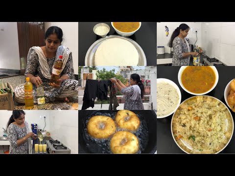 Weekend  Fullday vlog/Thatte Idli/Ven Pongal/Medhu Vada/Tiffin Sambar/Coconut Chutney/Pineapple Juic