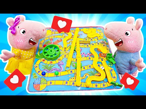 A Peppa Pig e George em uma Diversão com Jogo de Tabuleiro em Família!