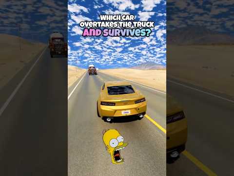 Which car overtakes the truck and survives? #beamng #beamngdrive #game #gaming #car #cars