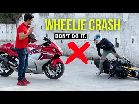 Wheelie crash dekh kar liya DECISION 😅 #farazstuntrider #bikers #superbikes #hayabusa